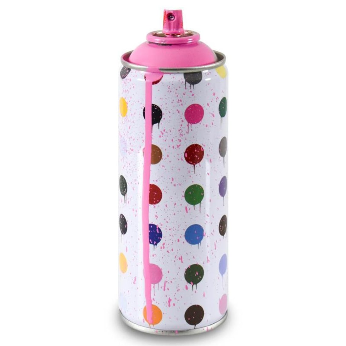 Mr. Brainwash, "Hirst Dots (Pink)" Limited Edition Hand Painted Spray Can with Plate Signature.: Hirst Dots (Pink) is a numbered limited edition hand painted spray can by Mr Brainwash. This piece bears the plate signature of the artist and comes from his 2020 Classic Spray Can Collection.