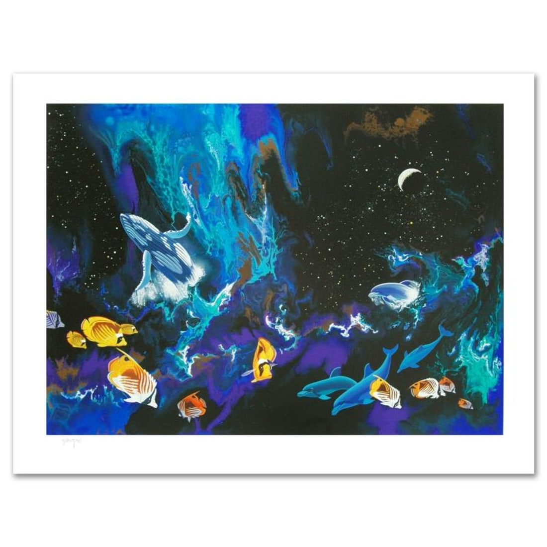 William Schimmel, "Moondance" Limited Edition Serigraph, Numbered and Hand Signed with Certificate: Moondance is a limited edition serigraph on paper by William Schimmel, numbered and hand signed by the artist! Includes Certificate of Authenticity! Measures approx. 34" x 27" (with border), 30" x