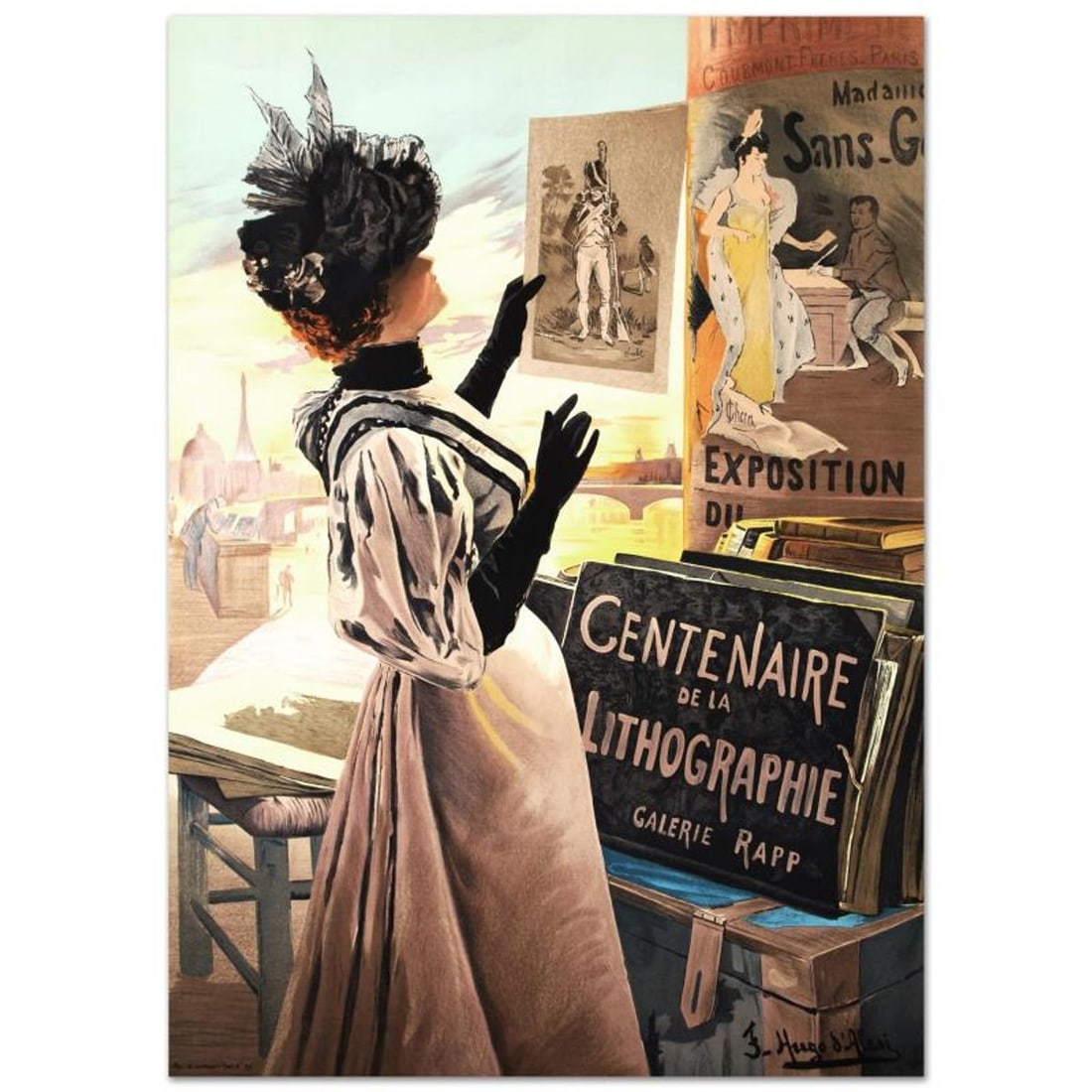 RE Society, "Exposition Du Centenaire" Hand Pulled Lithograph, Image Originally by Hugo D'Alesi.: Exposition Du Centenaire is a hand pulled lithograph on paper by the RE Society, image originally by Hugo D'Alesi. Includes letter of authenticity. Measures approx. 22" x 31" (image). Reference#: 9331