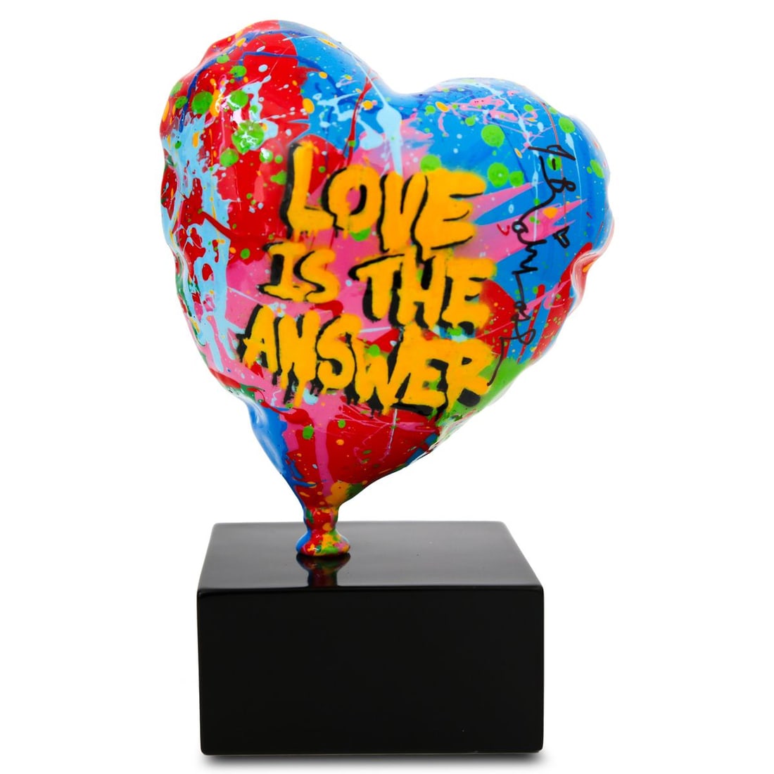Mr. Brainwash- Stencil & Mixed Media on Painted Resin Sculpture "Mini Heart, 2026": Artist: Mr. Brainwash. Medium: Stencil & Mixed Media on Painted Resin Sculpture. Title: Mini Heart, 2026. Size: 8.5" x 4". Signature: Hand signed. Certificate of Authenticity: Is included. Additional: