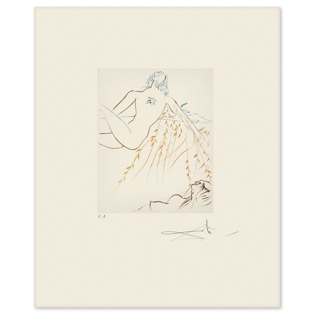 Salvador Dali- Etching "The Amorous Sleep": Artist: Salvador Dali. Medium: Etching. Title: The Amorous Sleep. Size: 22" x 18". Signature: Hand signed and numbered. Reference#: 74718.