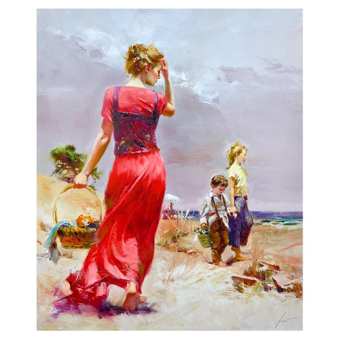 Pino (1939-2010), "Seaside Gathering" Limited Edition on Canvas, Numbered 2/295 and Hand Signed with: Seaside Gathering is a limited edition giclee on canvas by Pino (1939-2010), numbered 2/295 and hand signed by the artist. Includes Certificate of Authenticity. Measures approx. 46" x 38" (image).