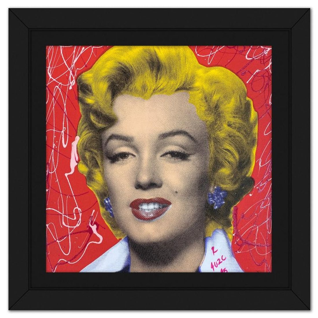 Ringo Daniel Funes, "Marilyn Classic" Framed One-of-a-Kind Mixed Media on Canvas, Hand Signed with: Marilyn Classic is a one-of-a-kind hand-pulled mixed media silkscreen on canvas by Ringo (Daniel Funes) - protege of Andy Warhol's apprentice, Steve Kaufman.This piece is hand signed by the artist. Th