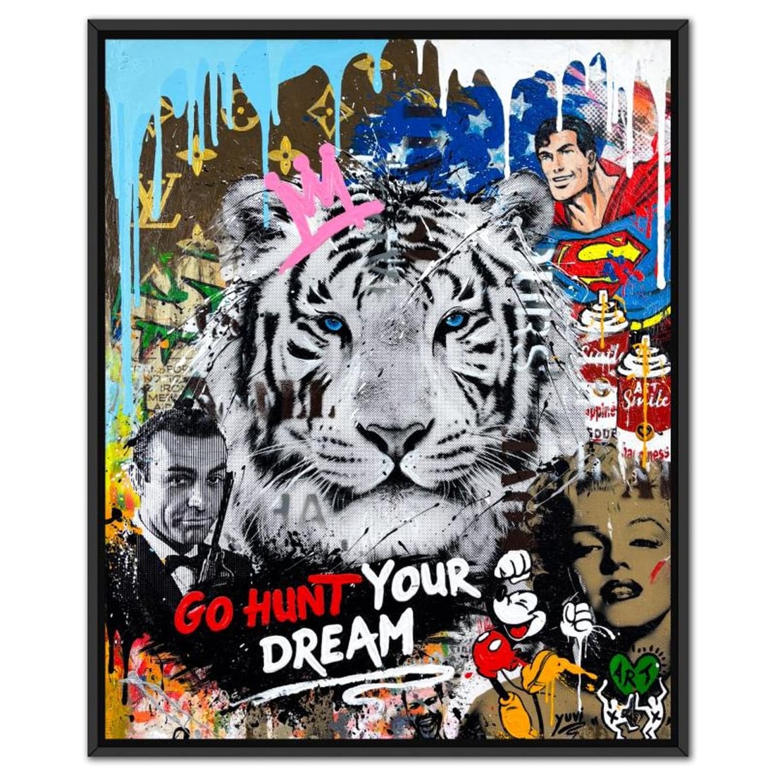 Yuvi, Framed Mixed Media Original on Canvas, Hand Signed with Letter of Authenticity.: This is a mixed media original on canvas by Yuvi, hand signed by the artist. This piece comes custom framed. Includes Letter of Authenticity. Measures approx. 25.5" x 21.5" (frame), 24" x 20" (image).