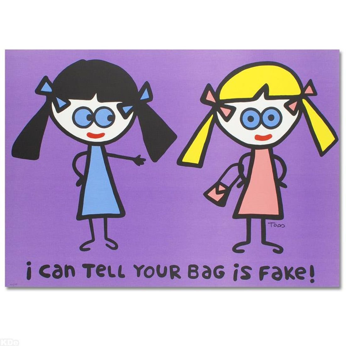 I Can Tell Your Bag is Fake Limited Edition Lithograph (38" x 27") by Todd Goldman, Numbered and: Pop artist Todd Goldman is known all across the globe for his whip-smart and wickedly funny puns and pictures! "I Can Tell Your Bag is Fake" is a limited edition lithograph on paper, numbered and hand
