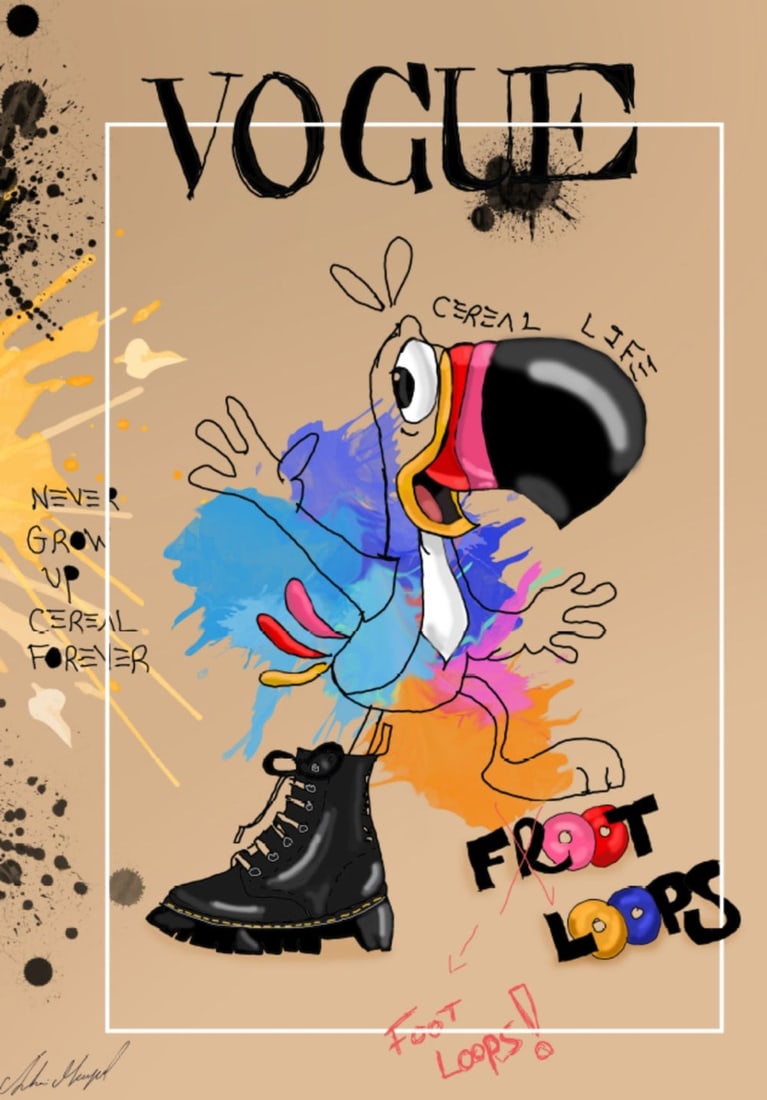 Shani Moyal- Mixed Media on Canvas "Froot Loops": Artist: Shani Moyal. Medium: Mixed Media on Canvas. Title: Froot Loops. Size: 30" x 23". Signature: Hand Signed by the artist. Certificate of Authenticity: Is included. Reference#: 19365.