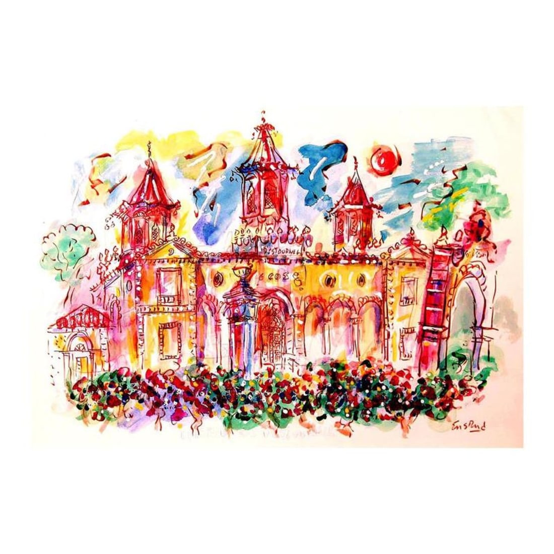 Wayne Ensrud, "Chateau Cos D'Estournel" Mixed Media Original Artwork; Hand Signed; COA (1 of 2)