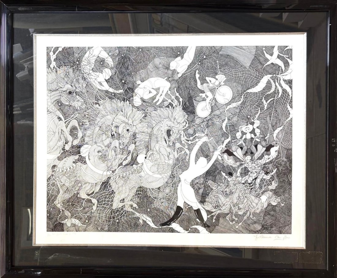 Guillaume Azoulay- Serigraph on paper: Artist: Guillaume Azoulay. Medium: Serigraph on paper. Measures approx. 28" x 38" (framed). Signature: Hand signed and numbered. Additional: Art in good condition. Frame shows signes of use sold as