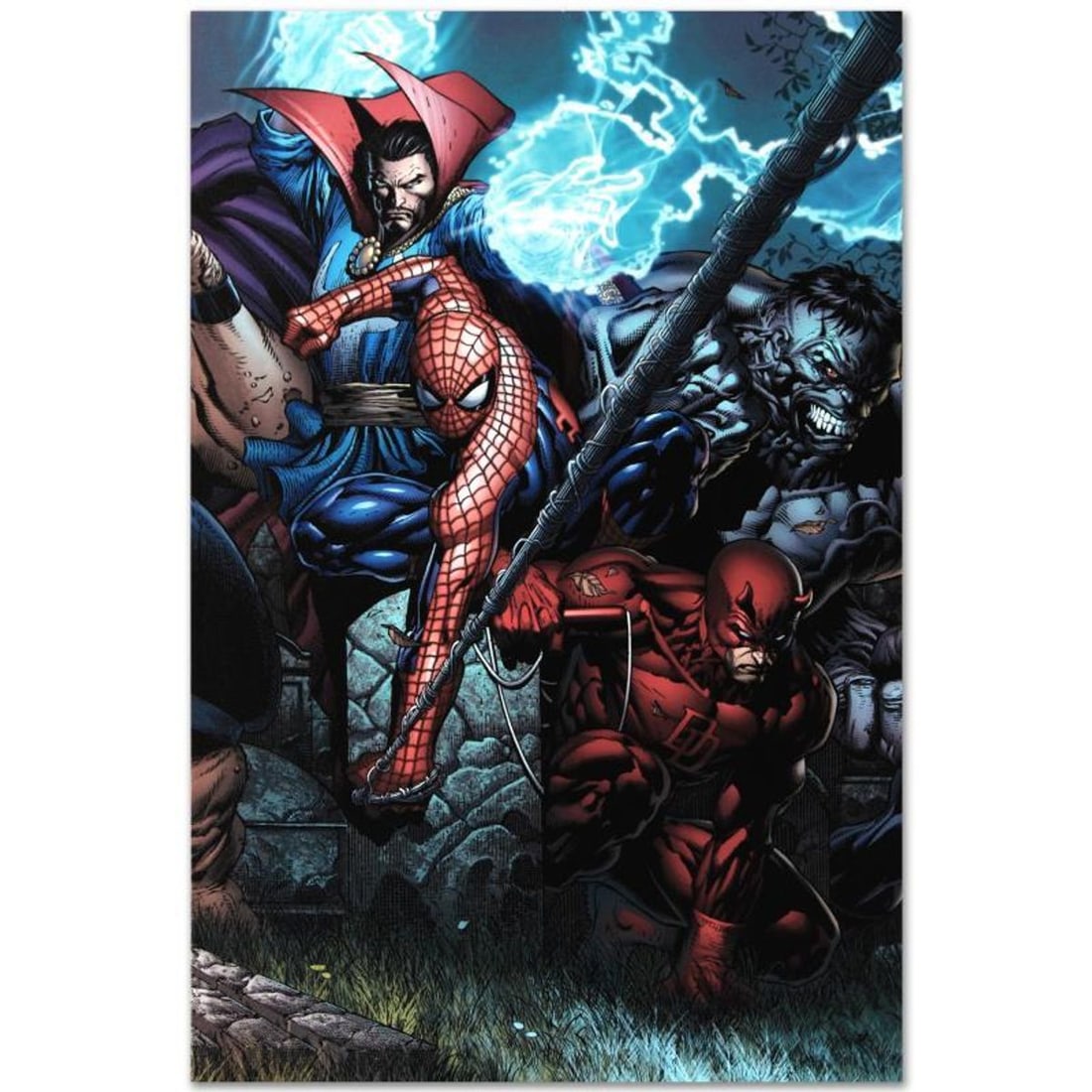 Marvel Comics "Ultimatum #4" Numbered Limited Edition Giclee on Canvas by David Finch with COA.: A piece of comic book history, this limited edition, from original art by David Finch, depicts famous superhero Spider-Man. In 2003, Finch came to Marvel Comics for a year-long arc on Ultimate X-Men, 