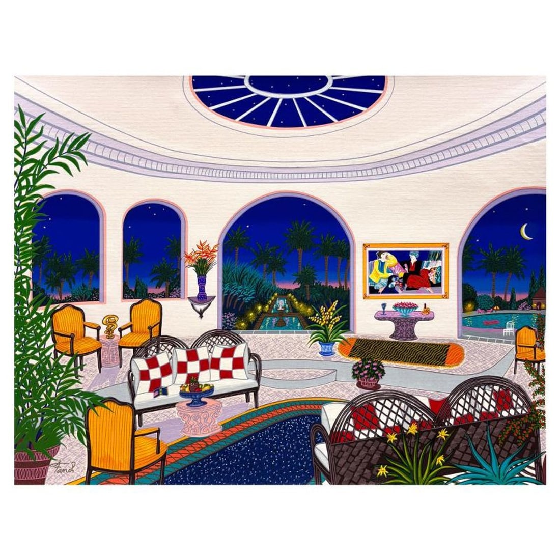 Fanch Ledan, "Tropical Nights" Limited Edition Serigraph on Canvas, AP Numbered and Hand Signed with: Tropical Nights is a limited edition serigraph on canvas by Fanch Ledan, AP numbered and hand signed by the artist. Includes Certificate of Authenticity. Measures approx. 17.5" x 23" (image).