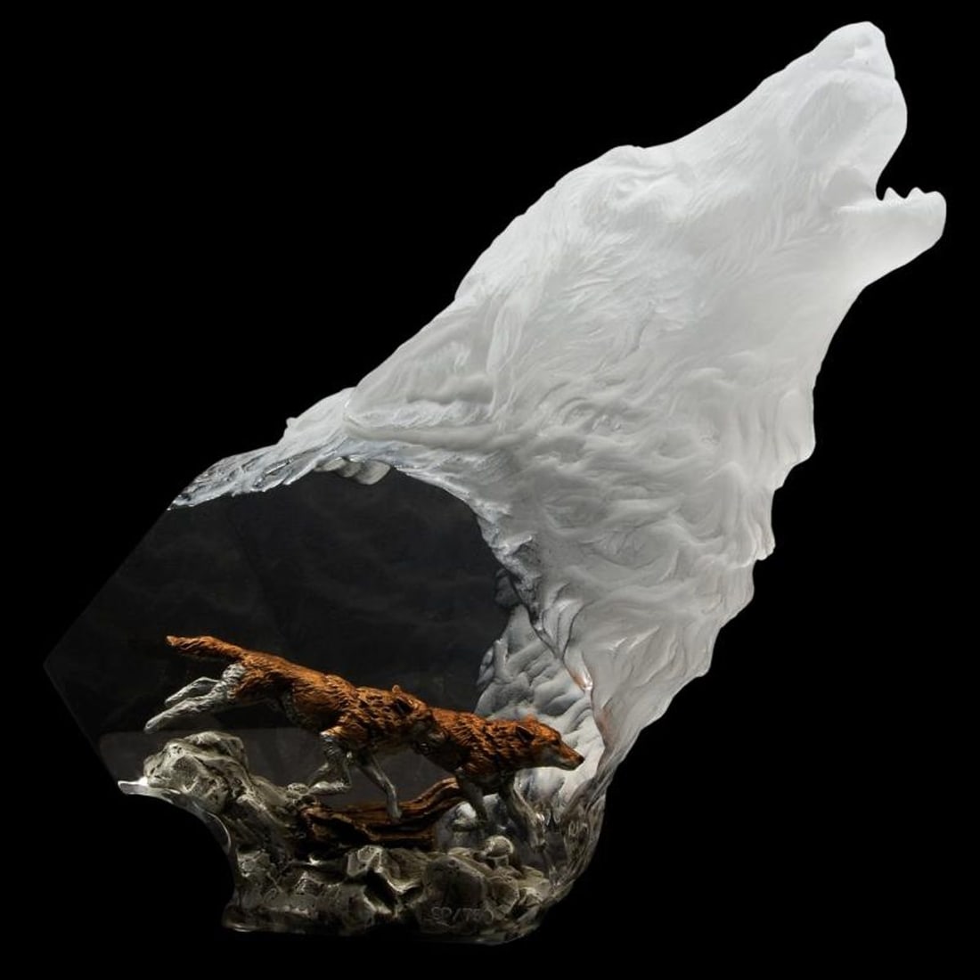 Kitty Cantrell, "Hunter's Serenade" Limited Edition Mixed Media Lucite Sculpture with COA.: Hunter's Serenade is a limited edition mixed media lucite sculpture by Kitty Cantrell. Engraved with the artists signature and number, this piece comes with a certificate of authenticity. Measures