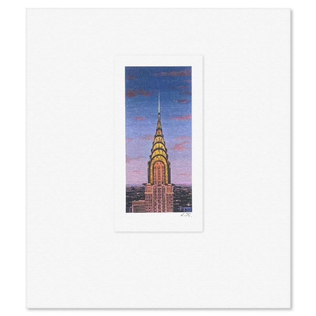 Liudmila Kondakova, "Chrysler Building" Limited Edition Lithograph, Numbered and Hand Signed with: Chrysler Building is a limited edition lithograph on paper by Liudmila Kondakova, hand signed by the artist. Includes Letter of Authenticity. Measures approx. 7" x 6" (border), 3.5" x 1.5" (image). Re