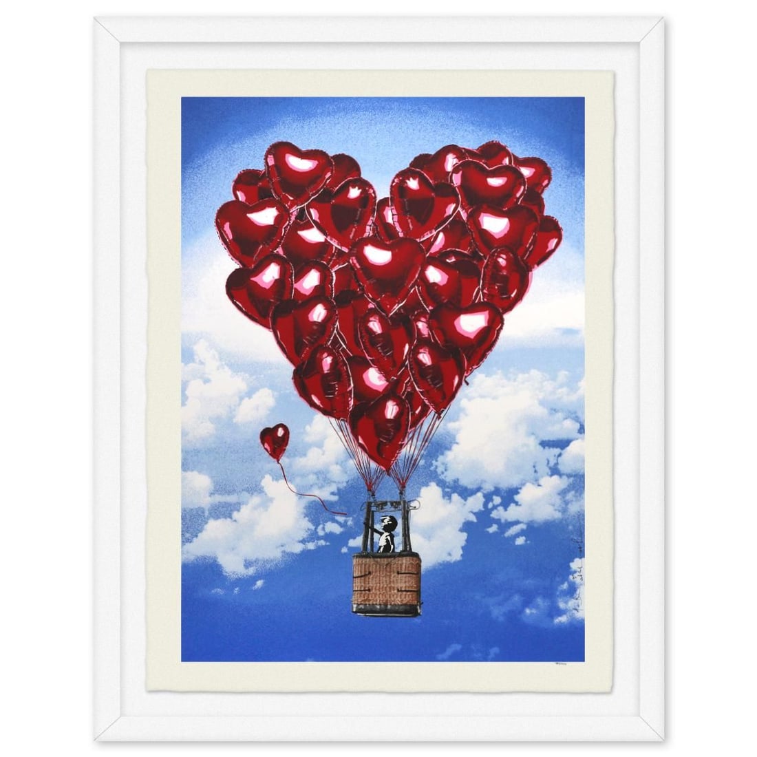 Mr Brainwash- 11-Color Screen Print "Love Above All": Artist: Mr Brainwash. Medium: 11-Color Screen Print. Title: Love Above All. Size: 30" x 21". Measures approx. 35" x 27.5" (framed). Signature: Hand signed and numbered. Certificate of Authenticity: