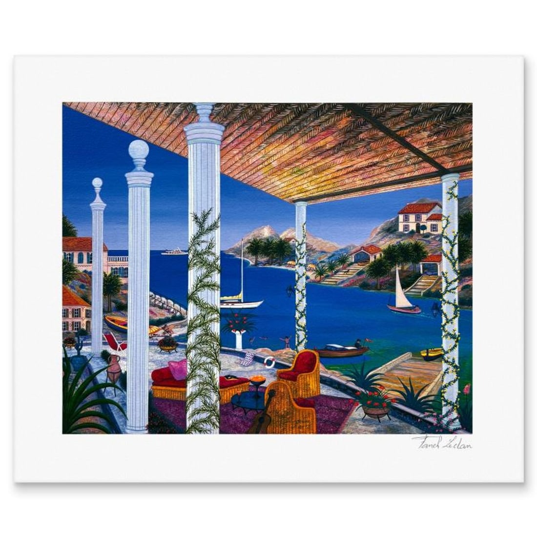 Fanch Ledan, "Calanques de Marseille" Limited Edition Serigraph, AP Numbered and Hand Signed with: Calanques de Marseille is a limited edition serigraph on paper by Fanch Ledan, AP numbered and hand signed by the artist. Includes Letter of Authenticity. Measures approx. 13" x 15.5" (border), 10" x 
