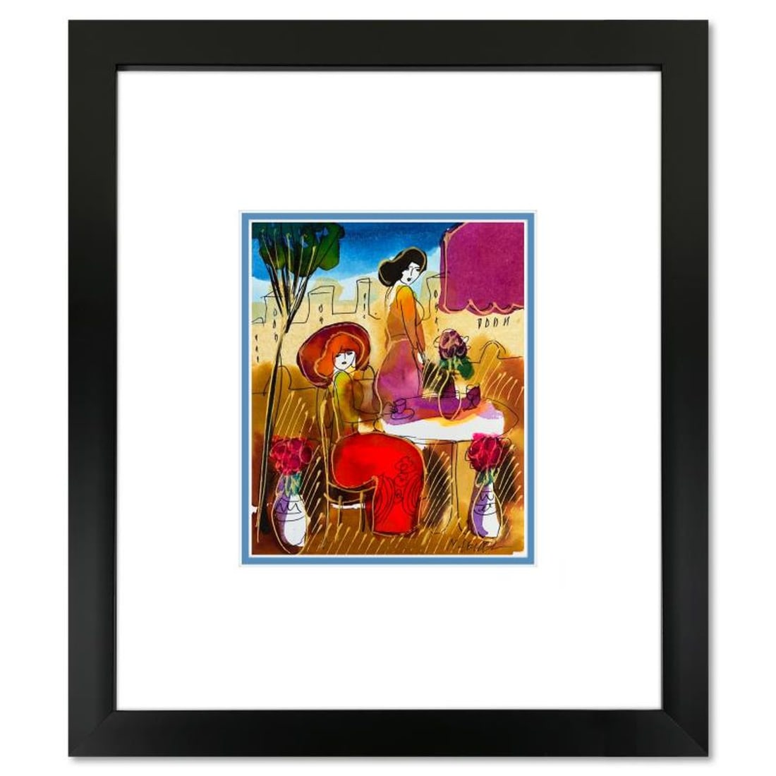 Moshe Leider, Framed Original Mixed Media Watercolor Painting, Hand Signed with Letter of: This is an original mixed media watercolor painting on paper by Moshe Leider. Hand signed by the artist, this piece comes custom framed and includes a Letter of Authenticity. Measures approximately 15