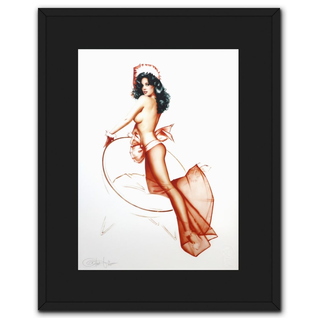 Olivia De Berardinis- Giclee print on 100% rag paper "Eggnog": Artist: Olivia De Berardinis. Medium: Giclee print on 100% rag paper. Title: Eggnog. Size: 19" x 14.5". Measures approx. 27" x 21.5" (framed). Signature: Hand signed and numbered. Certificate of Authe