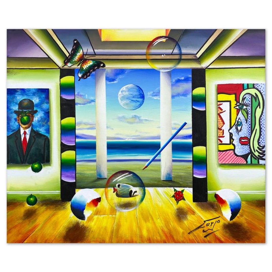 Ferjo, Original Acrylic Painting on Canvas, Hand Signed with Letter of Authenticity.: This is an original acrylic painting on stretched canvas by Ferjo, hand signed by the artist. Includes Letter of Authenticity. Measures approx. 20" x 24" (image).