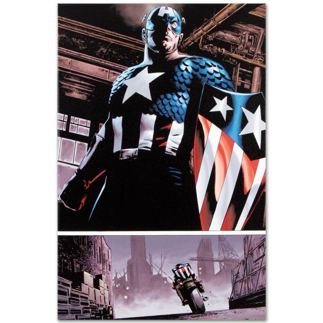 Marvel Comics "The Marvels Project #5" Numbered Limited Edition Giclee on Canvas by Steve Epting: A piece of comic book history, this limited edition, from original art by Steve Epting, depicts the heroic Captain America. Steve Epting began working with Marvel Comics in the early 1990s; his first 
