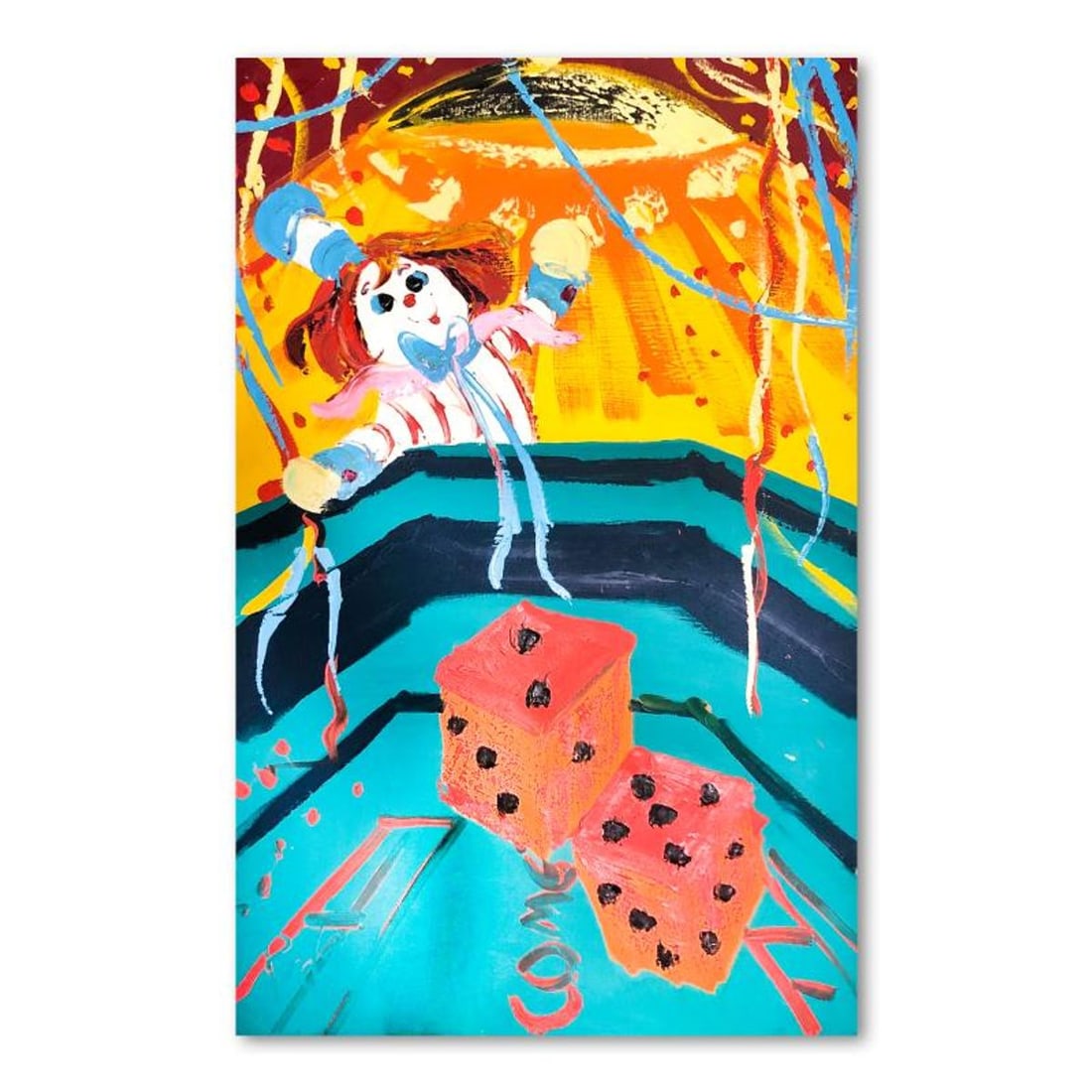 Paul Blaine Henrie (1932-1999), "7 Come 11" Hand Signed Original Painting on Canvas (48"x30") with: 7 Come 11 is an original oil painting on stretched canvas by Paul Blaine Henrie (1932-1999). The piece is hand signed by the artist and comes with a letter of authenticity. Please note that due to the