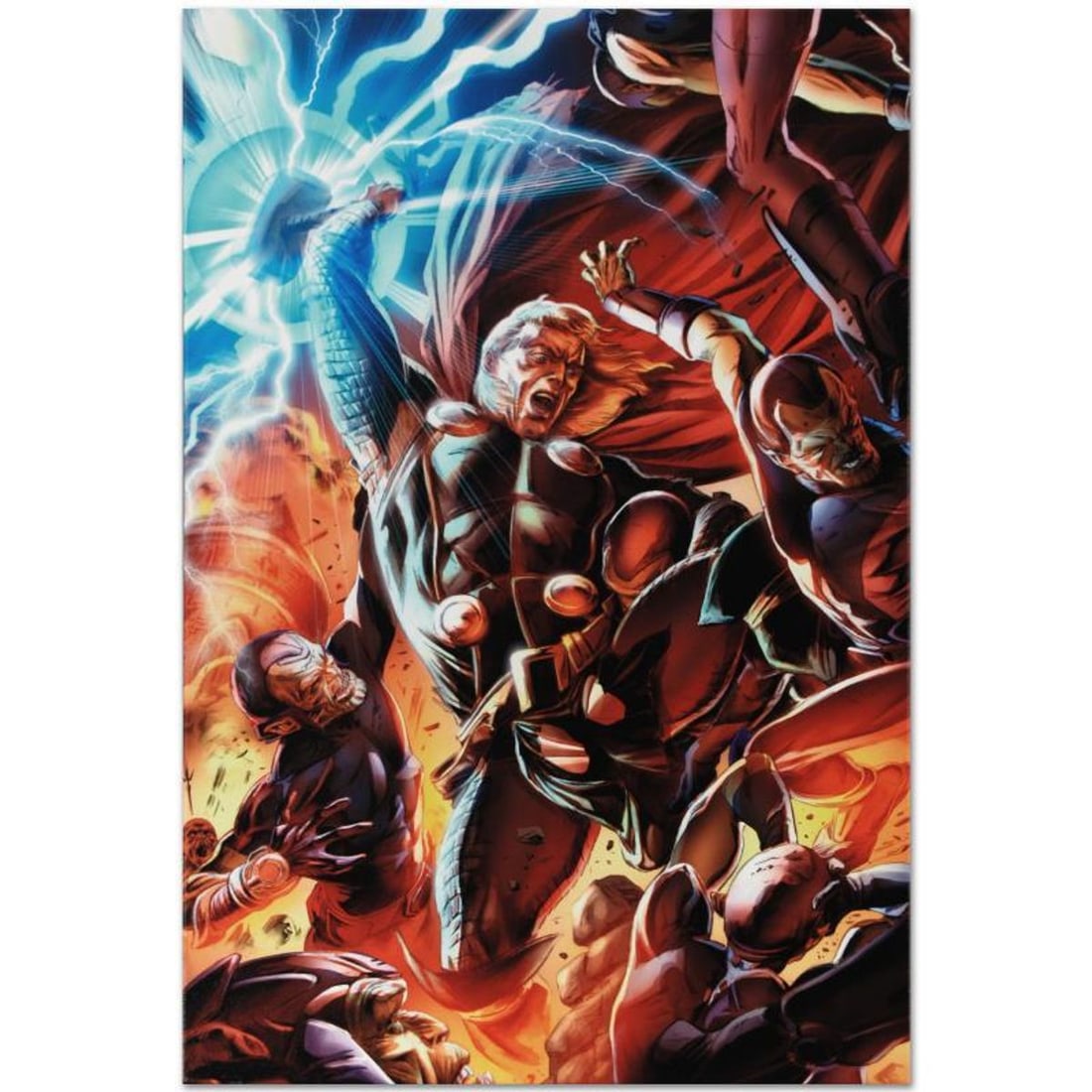 Marvel Comics "Secret Invasion: Thor #2" Numbered Limited Edition Giclee on Canvas by Doug: A piece of comic book history, this limited edition, from original art by Doug Braithwaite, depicts a mighty Thor. Doug Braithwaite started out working on British comics, like 2000 AD and A1, but is b