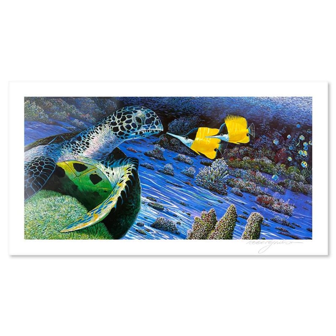 Robert Lyn Nelson, "The Turtle and the Butterfly" Limited Edition Mixed Media, Numbered and Hand (1 of 2)