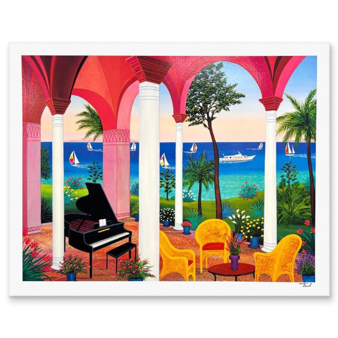Fanch Ledan, "Patio Mauresque" Limited Edition Serigraph, AP Numbered and Hand Signed with Letter of: Patio Mauresque is a limited edition serigraph on paper by Fanch Ledan, AP numbered and hand signed by the artist. Includes Letter of Authenticity. Measures approx. 18" x 23" (border), 16" x 20.5" (im