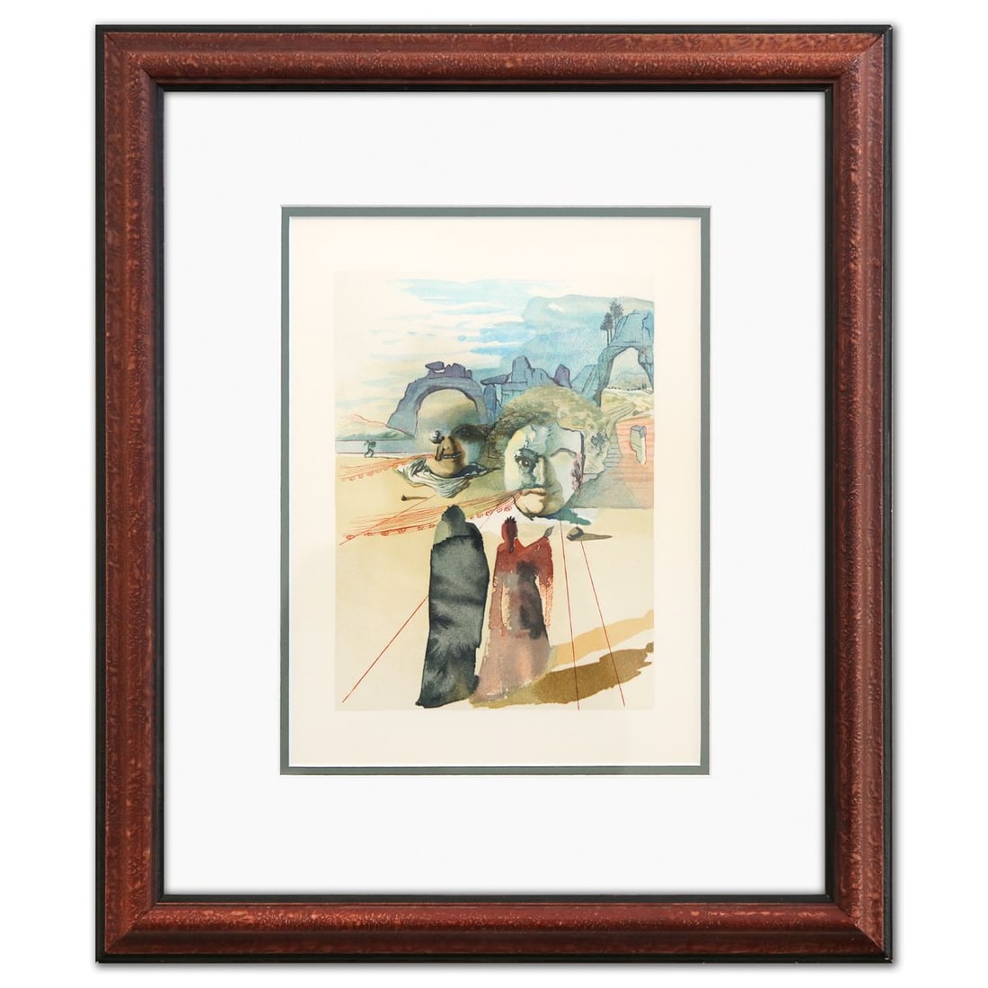 Salvador Dali- Original Color Woodcut on B.F.K. Rives Paper "Purgatory 20": Artist: Salvador Dali. Medium: Original Color Woodcut on B.F.K. Rives Paper. Title: Purgatory 20. Size: 13" x 10". Measures approx. 21" x 18" (framed). Certificate of Authenticity: Is included.