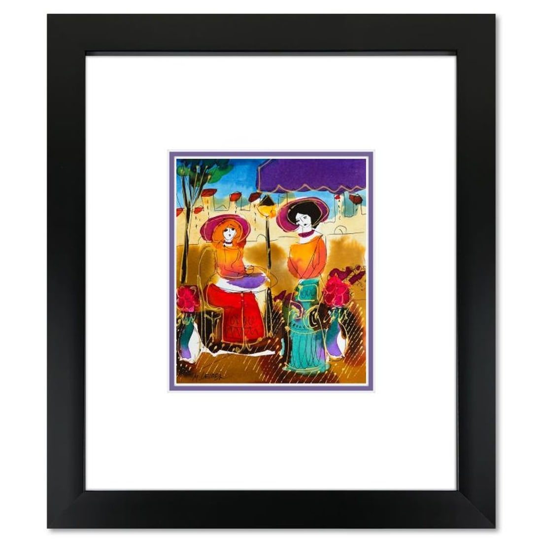 Moshe Leider, Framed Original Mixed Media Watercolor Painting, Hand Signed with Letter of: This is an original mixed media watercolor painting on paper by Moshe Leider. Hand signed by the artist, this piece comes custom framed and includes a Letter of Authenticity. Measures approximately 15