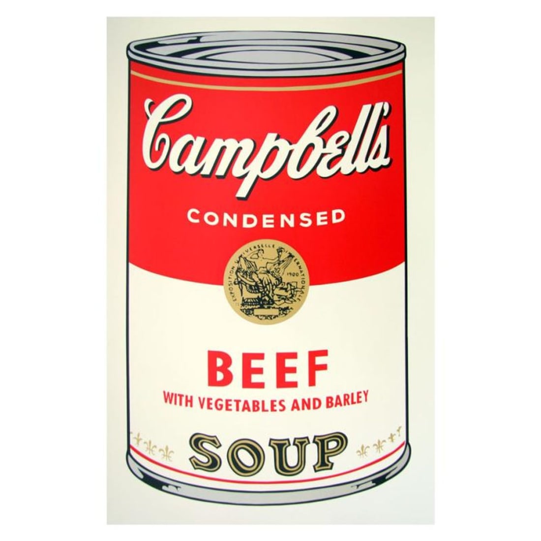 Andy Warhol "Soup Can 11.49 (Beef w/Vegetables)" Silk Screen Print from Sunday B Morning.: Soup Can 11.49 (Beef w/Vegetables) is a silk screen print on paper (open edition) from Sunday B Morning featuring the works of Andy Warhol. The piece is stamped in blue on the back with "Published by 