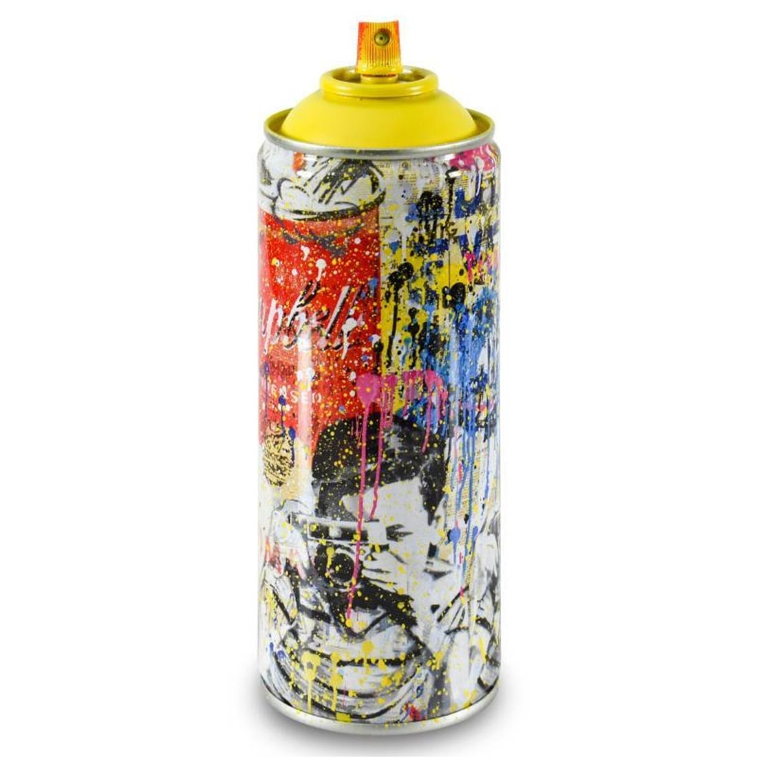 Mr. Brainwash, "Smile - Portrait (Yellow)" Limited Edition Hand Painted Spray Can with Plate: Smile - Portrait (Yellow) is a numbered limited edition hand painted spray can by Mr Brainwash. This piece bears the plate signature of the artist and comes from his 2020 Classic Spray Can Collection.