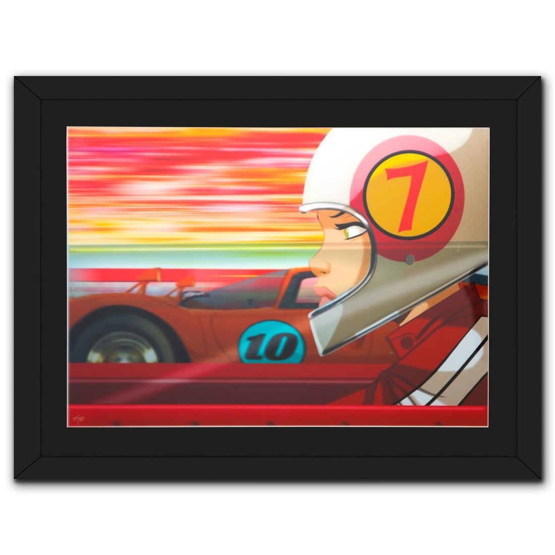 Des Taylor- Chromatic pigment ink on PhotoRag fine art paper "Red Rokkit 7": Artist: Des Taylor. Medium: Chromatic pigment ink on PhotoRag fine art paper. Title: Red Rokkit 7. Size: 21" x 29". Measures approx. 28" x 37" (framed). Signature: Hand signed and numbered.