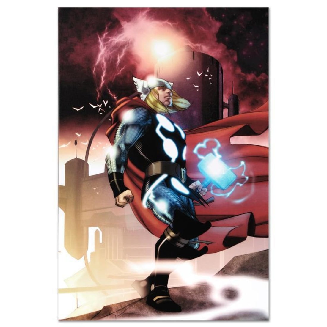 Marvel Comics "Thor #615" Numbered Limited Edition Giclee on Canvas by Joe Quesada with COA.: A piece of comic book history, this limited edition, from original art by Joe Quesada, depicts the heroic Thor. Joe Quesada gained renown in the comic book by drawing several Valiant Comics titles. In
