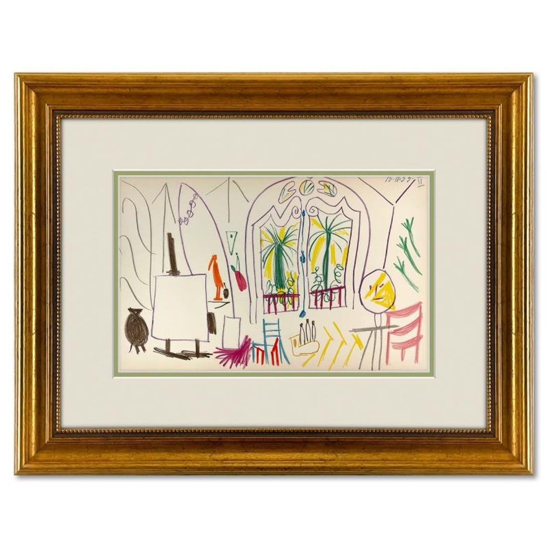 Pablo Picasso (1881-1973), "Carnet de Californie 15.11.55-II" Vintage Lithograph Lithograph on Paper: Carnet de Californie 15.11.55-II is a vintage lithograph on paper by Pablo Picasso (1881-1973). This piece is from Picasso's Carnet de Californie Series and was printed in Paris, France by Mourlot Stu