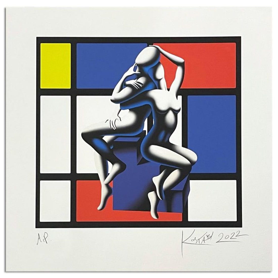 Mark Kostabi, "Beyond Boundaries" Hand Signed Limited Edition Giclee with Letter of Authenticity.: Beyond Boundaries is a limited edition giclee on paper by Mark Kostabi. Hand Signed by the artist, the piece comes numbered and with a letter of authenticity. Measures approximstely 23.5" x 23.5" (wit