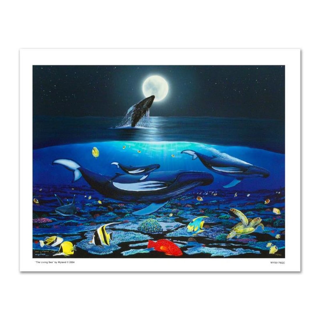 The Living Sea Limited Edition Giclee on Canvas by Renowned Artist Wyland, Numbered and Hand Signed: Wyland's boundless love of nature is clearly conveyed in each of his works with exacting detail. "The Living Sea" is a limited edition giclee on canvas, numbered and hand signed by Wyland! Includes