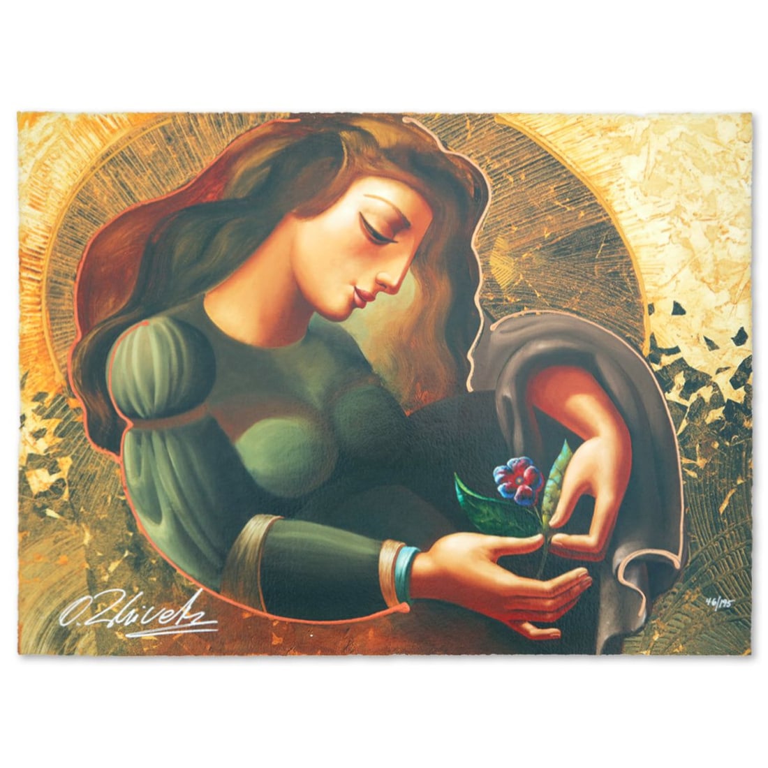 Oleg Zhivetin- Silkscreen "Contemplation": Artist: Oleg Zhivetin. Medium: Silkscreen. Title: Contemplation. Size: 16" x 21.5". Signature: Hand Signed and Numbered. Reference#: 74634.