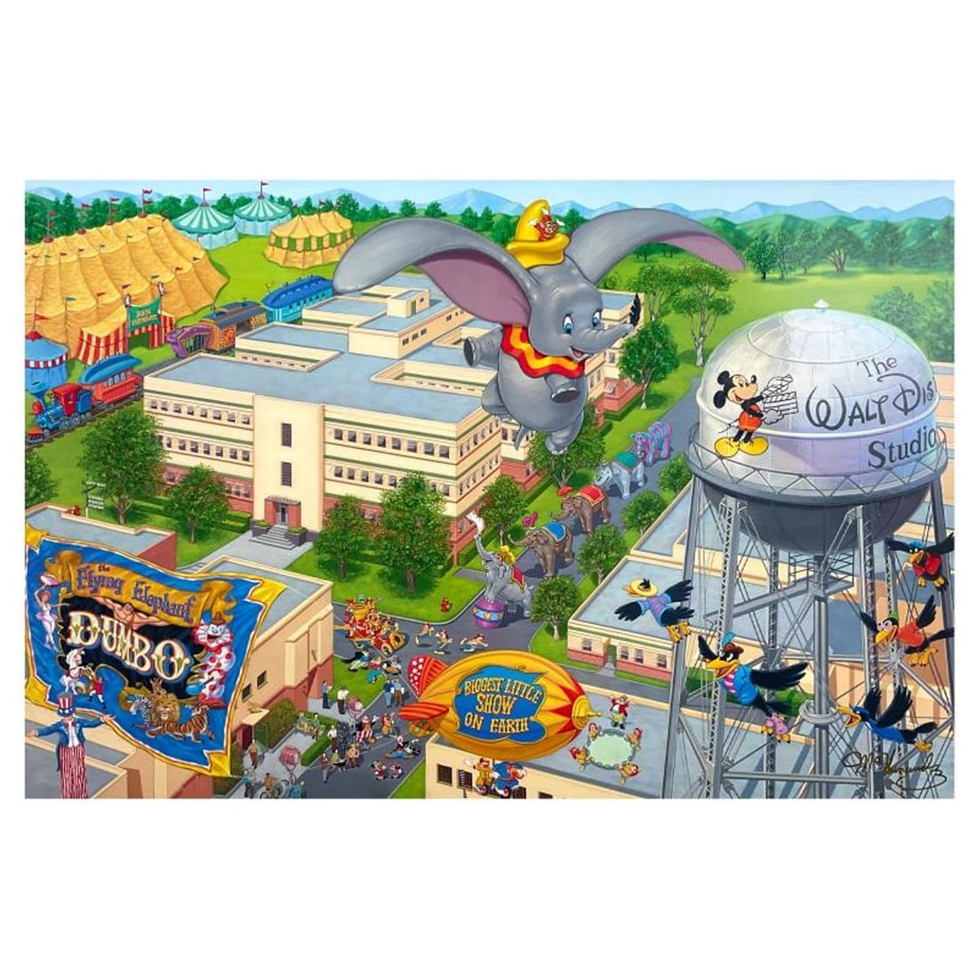 Manuel Hernandez, "A Day At The Studios" Limited Edition Mixed Media Lithograph from Disney Fine: A Day At The Studios is a limited edition lithograph with serigraph highlights on paper by Manuel Hernandez, numbered and hand signed by the artist. This piece is licensed by Disney Fine Art. Includes