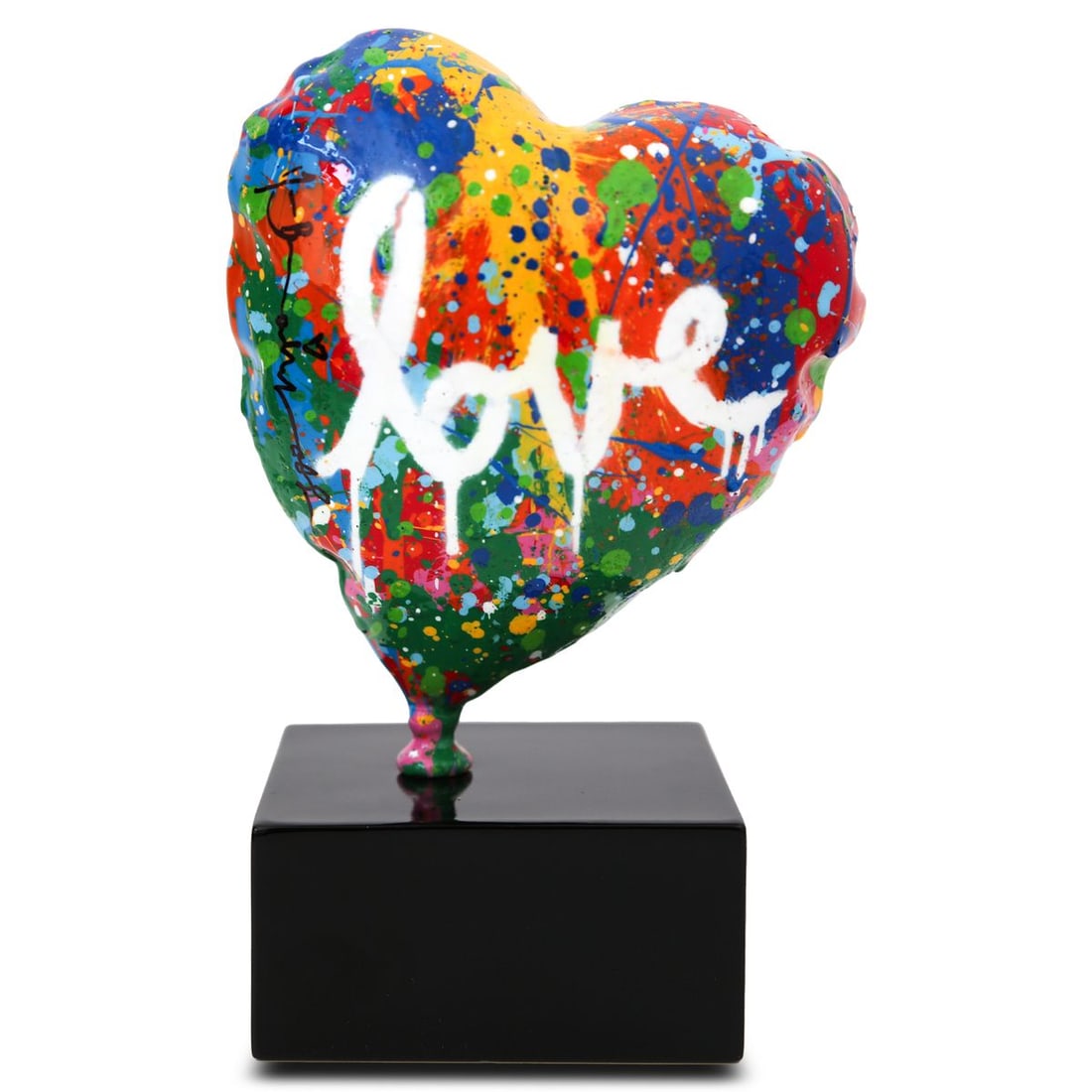 Mr. Brainwash- Stencil & Mixed Media on Painted Resin Sculpture "Mini Heart, 2026": Artist: Mr. Brainwash. Medium: Stencil & Mixed Media on Painted Resin Sculpture. Title: Mini Heart, 2026. Size: 8.5" x 4". Signature: Hand signed. Certificate of Authenticity: Is included. Additional: