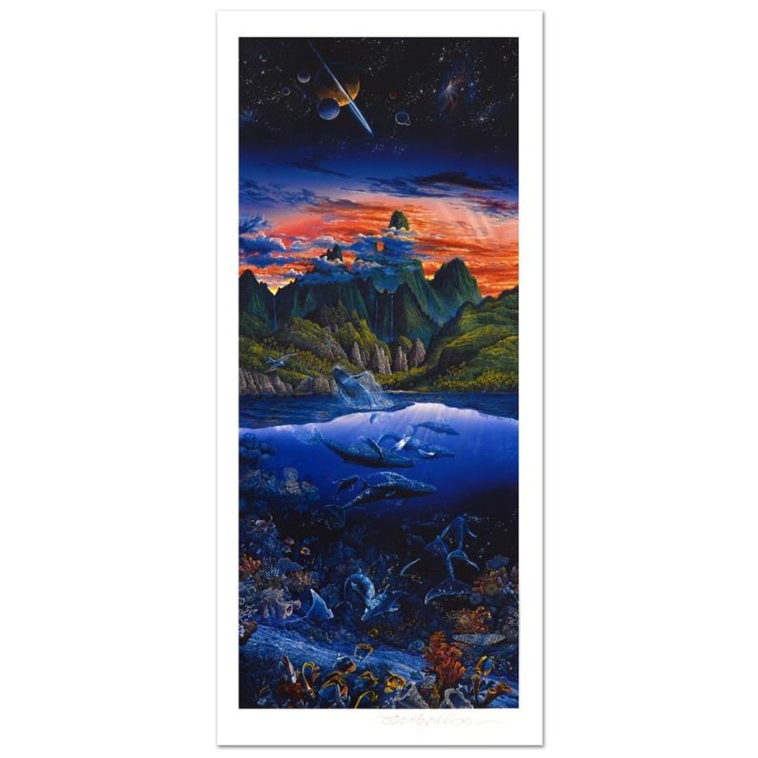 Robert Lyn Nelson, "Oasis" Limited Edition Mixed Media, Numbered and Hand Signed with Letter of: Captivating audiences worldwide, Nelson dazzles all with his incredible use of color and depth. "Oasis" is a limited edition mixed media on paper, numbered and hand signed by the artist! Includes lett