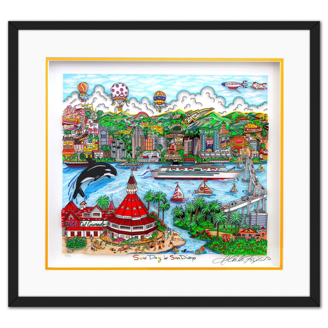 Charles Fazzino- 3D Construction Silkscreen Serigraph "Sun Day in San Diego" (1 of 4)