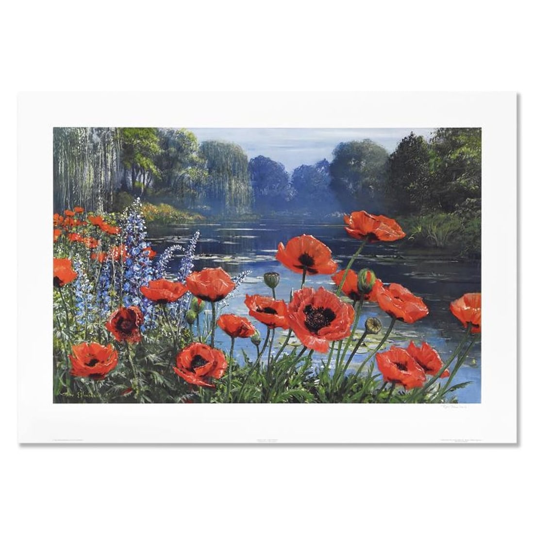Peter Ellenshaw (1913-2007), "Monet's Pond" Limited Edition Lithograph, Numbered and Hand Signed: Monet's Pond is a limited edition lithograph on paper by Peter Ellenshaw (1913-2007), numbered and hand signed by the artist. Includes Letter of Authenticity. Measures approx. 35" x 25" (border), 30" 