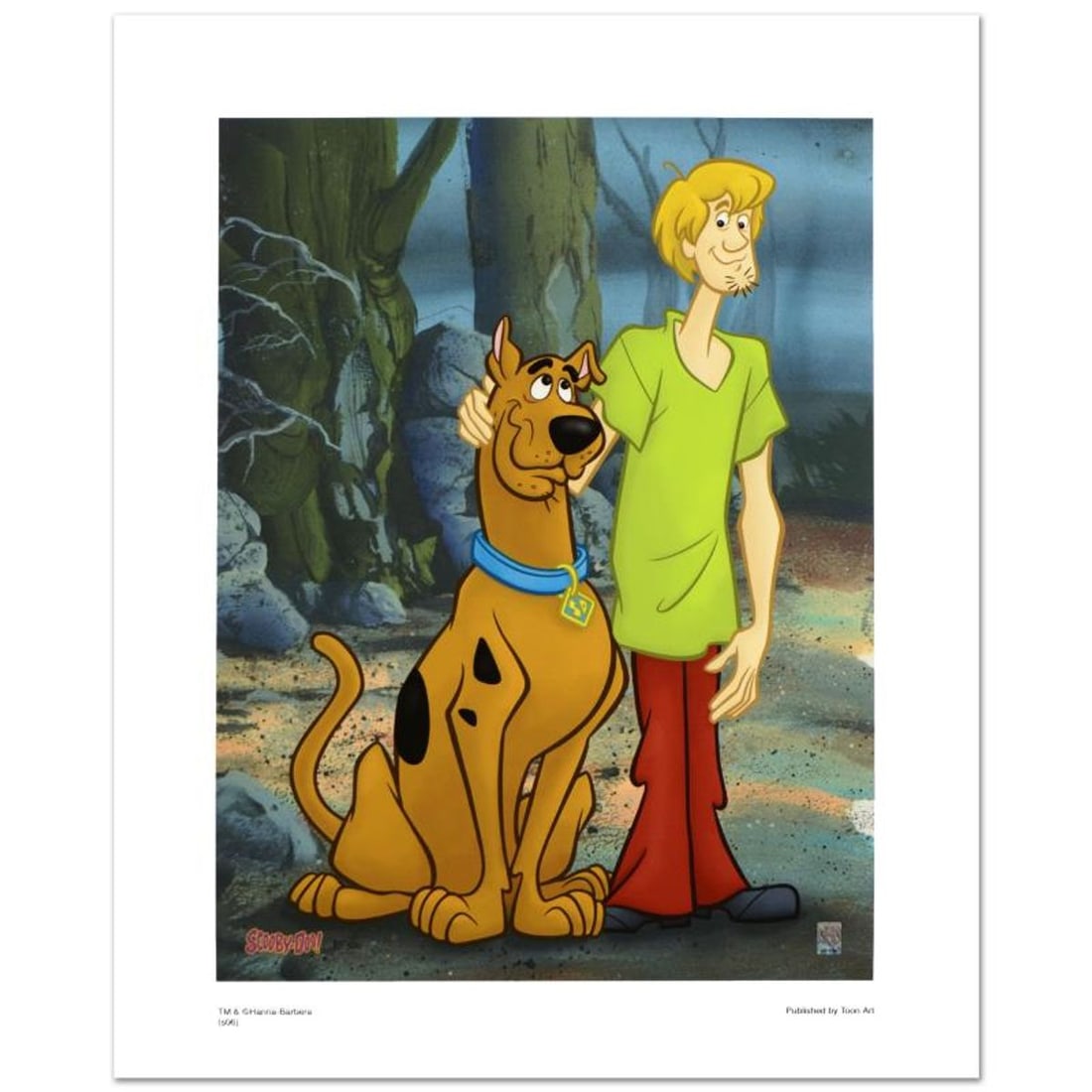 Scooby & Shaggy Standing Limited Edition Giclee from Hanna-Barbera, Numbered with Hologram Seal and: Scooby & Shaggy Standing is a limited edition giclee on paper from Hanna-Barbera, numbered with hologram seal of Authenticity. Also, includes Certificate of Authenticity! Measures approx. 16" x 20" (w
