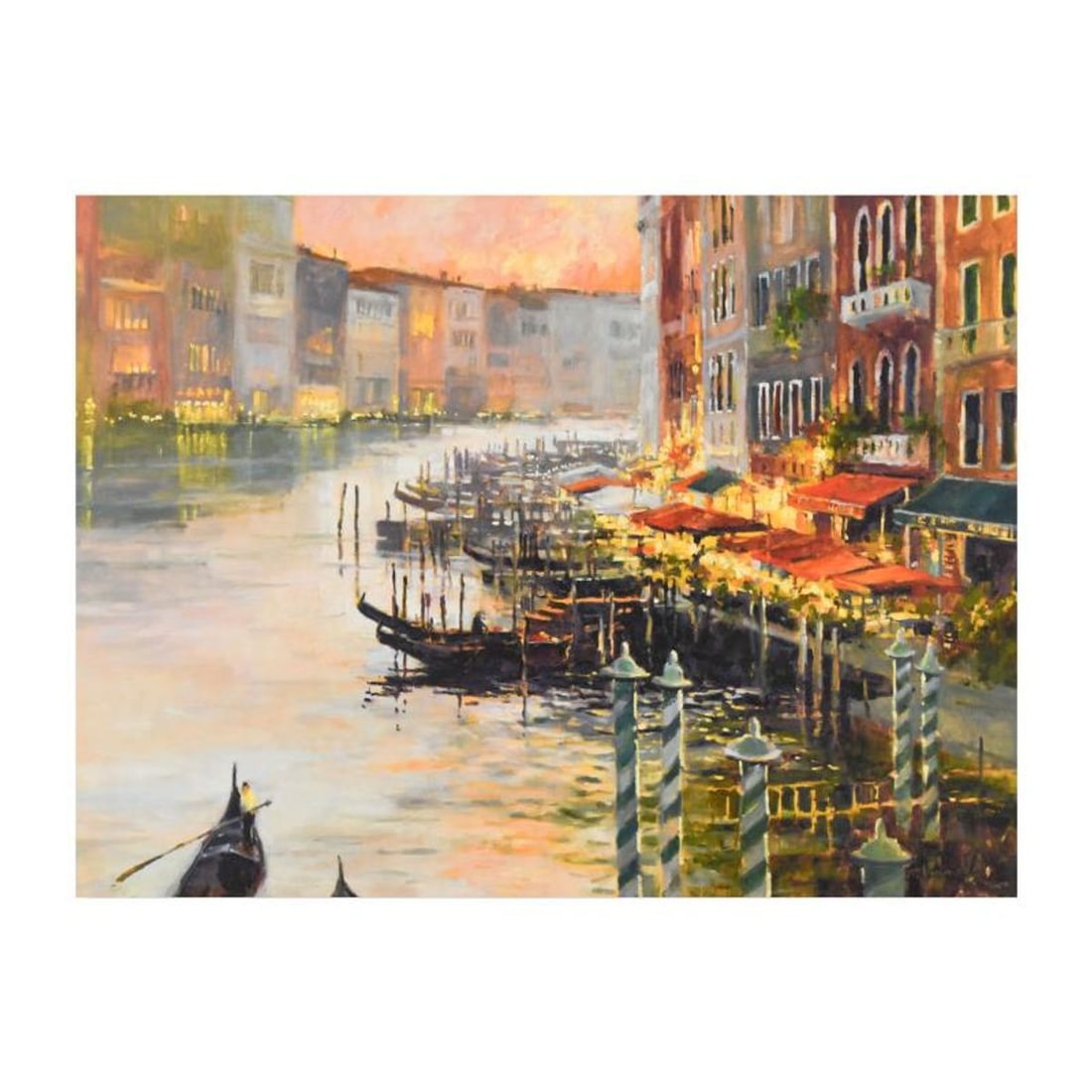 Marilyn Simandle, "Canal at Dusk" Limited Edition on Canvas, Numbered and Hand Signed with Letter of: Canal at Dusk is a limited edition giclee on canvas by Marilyn Simandle, numbered and hand signed by the artist. Includes Letter of Authenticity. Measures approx. 40" x 30" (image). Reference#: 93612.