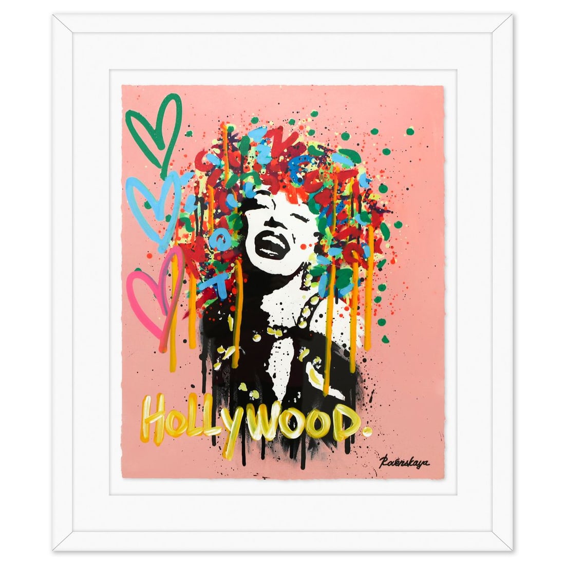 Nastya Rovenskaya- Original Mixed Media on Deckle Edge Paper "Marilyn Monroe is Happy" (1 of 2)