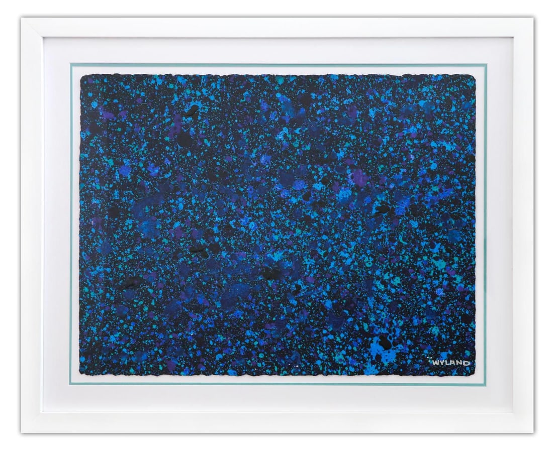 Wyland- Original Watercolor Painting on Deckle Edge Paper "Abstract Drip": Artist: Wyland. Medium: Original Watercolor Painting on Deckle Edge Paper. Title: Abstract Drip. Size: 22" x 30". Measures approx. 31" x 39" (framed). Signature: Hand Signed by the artist. Certificate
