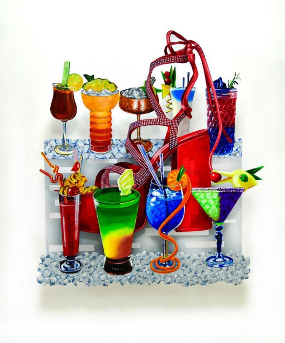 David Gerstein- Mixed Media Cutout Aluminum "ACAPULCO DELIGHT": Artist: David Gerstein. Medium: Mixed Media Cutout Aluminum. Title: ACAPULCO DELIGHT. Size: 47" x 54". Signature: Signed and numbered. Certificate of Authenticity: Is included. Additional: Edition of 