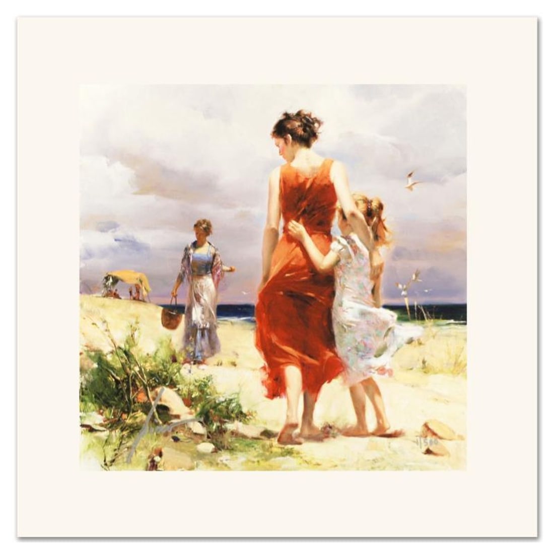 Pino (1939-2010) "Breezy Days" Limited Edition Giclee. Numbered and Hand Signed; Certificate of: Breezy Days is a limited edition giclee on paper by Pino (1939-2010). The piece comes numbered and is hand signed by the artist. Includes Certificate of Authenticity. Measures approximately 16" x 16"(