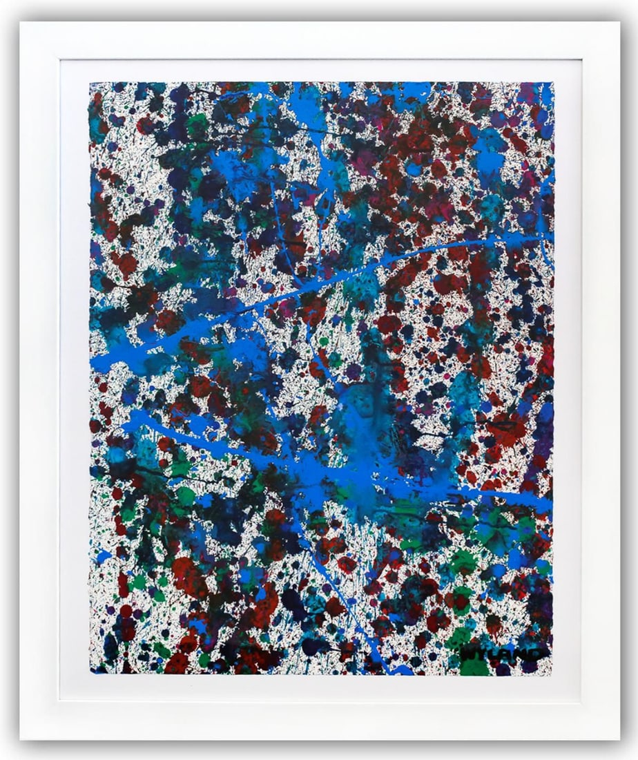 Wyland- Original Watercolor Painting on Deckle Edge Paper "Abstract Drip": Artist: Wyland. Medium: Original Watercolor Painting on Deckle Edge Paper. Title: Abstract Drip. Size: 30" x 22". Measures approx. 36" x 29" (framed). Signature: Hand Signed by the artist. Certificate