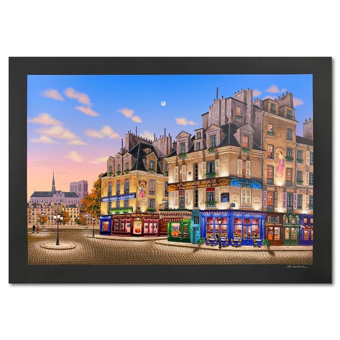 Liudmila Kondakova, "Notre Dame at Dawn" Limited Edition Serigraph, Numbered and Hand Signed with: Notre Dame at Dawn is a limited edition serigraph on paper by Liudmila Kondakova, hand signed by the artist. Includes Letter of Authenticity. Measures approx. 29" x 41" (border), 24" x 36" (image). Re