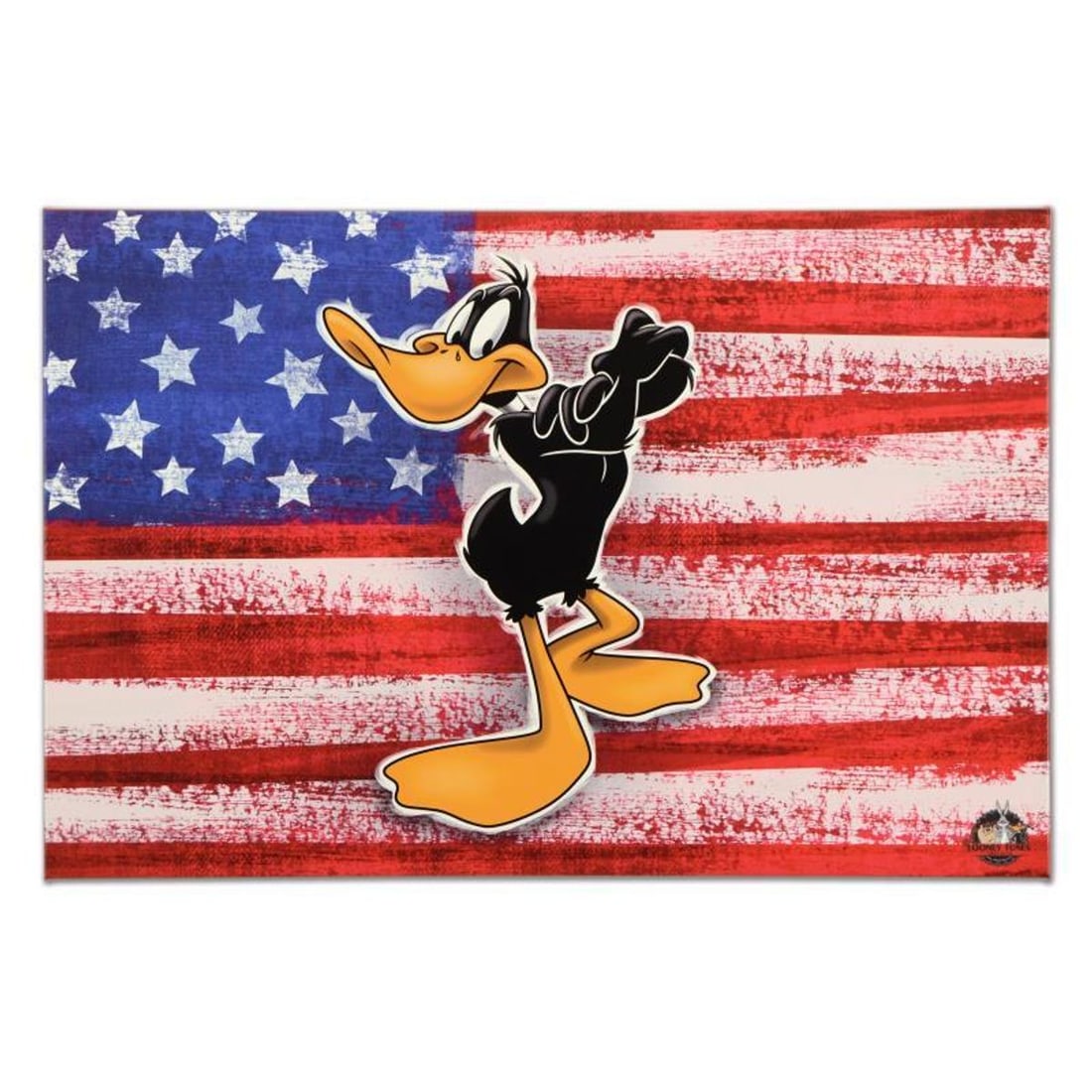 Looney Tunes, "Patriotic Series: Daffy Duck" Numbered Limited Edition on Canvas with COA. This piece: Patriotic Series: Daffy Duck is a limited edition giclee on gallery wrapped canvas by Looney Tunes. This piece comes from an edition of 250 and bears an imprint of Looney Tunes' official seal. Include